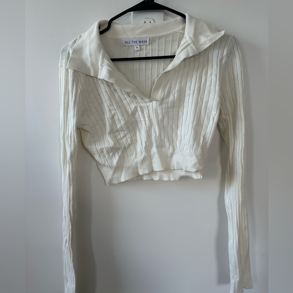All The Ways Cream Ribbed Top